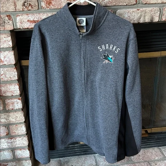 NHL Team Sweater/Jacket Full Zip San Jose Sharks Fleece Embroidered Logo Men’s L - Picture 3 of 8
